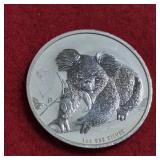 1oz .999 Fine Silver Round Australia 2010 Koala