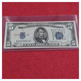 1934 Blue Seal US $5 Silver Certificate