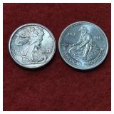 Two 1/4 oz .999 Fine Silver Rounds