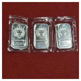 Three 1oz .999 Fine Silver Bars Scottsdale