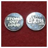 Two 1/2oz .999 Fine Silver Rounds Casino Tokens