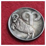 1oz .999 Fine Silver Round Aries