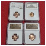 Four Graded US Lincoln Pennies