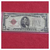 1928 Red Seal US $5 Banknote