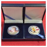 Painted Kennedy US Silver Half Dollars 1968 & 69