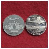 Two .999 Fine Silver Round Casino Tokens