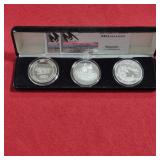 Three 1oz .999 Fine Silver Rounds Alaska Mint Set