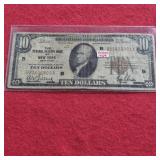 1929 Federal Reserve of New York US $10 Banknote