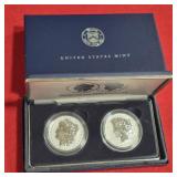 Pure Silver 2024 Peace & Morgan Dollar w COA