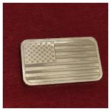 5oz .999 Fine Silver Bar US Flag Design