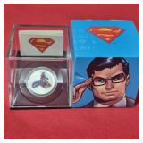 2013 Silver $15 Superman Coin w Display and COA
