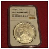 1992 S PF69 Ultra Cameo American Silver Eagle