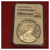 1996 P PF69 Ultra Cameo American Silver Eagle