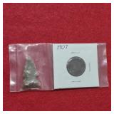 1907 Indian Head Penny w Arrowhead