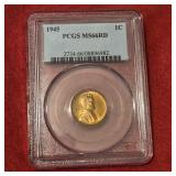 1945 Lincoln Wheat Cent PCGS MS66 RD