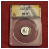 1940 S/S Mercury Silver Dime MS66