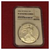 2002 W PF69 Ultra Cameo American Silver Eagle
