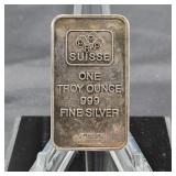 1oz .999 Fine Silver Bar Vintage Pamp Suisse