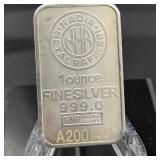 1oz .999 Fine Silver Bar Nadir