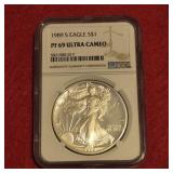 1989 S PF69 Ultra Cameo American Silver Eagle