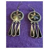 Floral Abalone Dangle Earrings