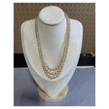 3-Strand Pearl Necklace With Sterling Clasp