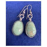 Navajo Sterling Green Turquoise Earrings