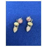 Sterling Pink Rhodochrosite Stone Earrings