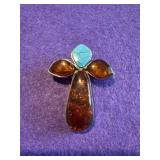 Sterling Amber/Turquoise Pendant