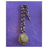 Walnut Wood Inlay 925 Necklace 25in