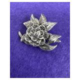 Sterling Floral Brooch