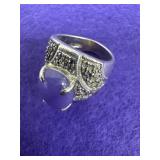 Sterling Lavender Jade Ring 5.25