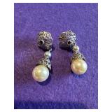 Faux Pearl Dangle Earrings