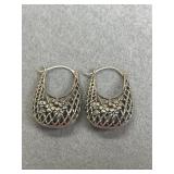 925 Hoop Earrings With Flower and Leaf Filigree