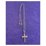 Sterling Silver 2-Tone Cross Necklace