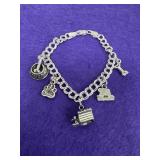 Sterling Dog Charms on Silvertone Bracelet