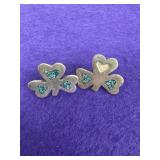 925 Shamrock Turquoise Earrings Missing Inlay