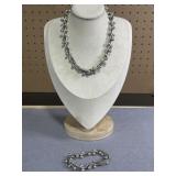 15in 925 Peppercorn Link Necklace Bracelet Set