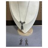 Sterling 17in Necklace and Earring Set Bohemian