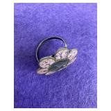 Vintage Mexican Sterling Flower Ring Abalone