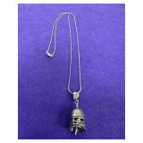 Sterling Bell Pendant Necklace 24in