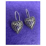 925 Handmade Filigree Heart Earrings