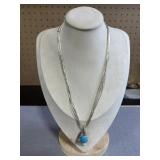 19in Sterling Multi-Strand Turquoise Pendant