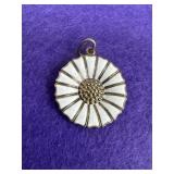 925 White Enamel Floral Pendant