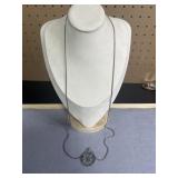 35in Sterling Snake Chain with Flower Pendant