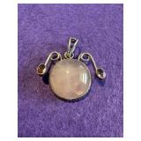 925 Pink Quartz Pendant