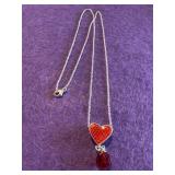 18in Red Heart Shaped Pendant Necklace