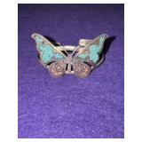 Turquoise Inlay Sterling Butterfly Bracelet