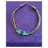 Liquid Silver Bracelet w/Turquoise Beads Broken