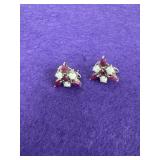 Sterling Pink Gemstone Cluster Earrings